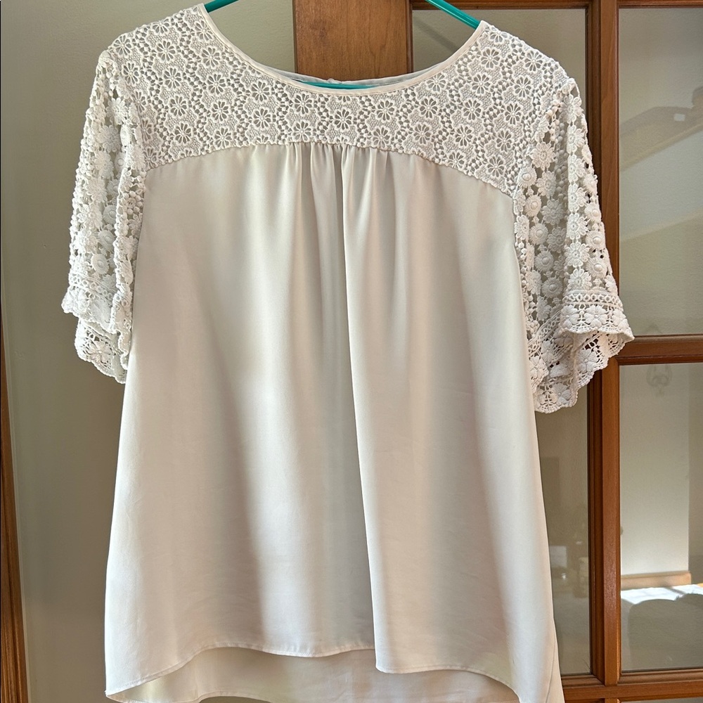 Talbots Cream Lace Accent Blouse, size XL